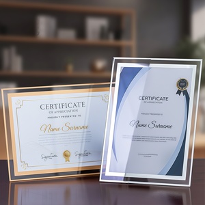 Cadres de certificats d'honneur en verre, <span class=keywords><strong>cadre</strong></span> <span class=keywords><strong>photo</strong></span> en verre <span class=keywords><strong>argenté</strong></span> personnalisé A4, porte-documents en verre pour récompenses et diplômes - Product Image 6