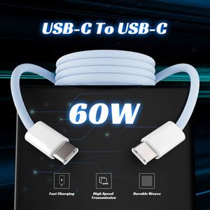 Cavo di Ricarica Rapida USB C a TYPE C Intrecciato di Alta Qualità, Colore Macaron, PD 60W 3A, 1M <span class=keywords><strong>2M</strong></span> per Telefono 15/16/17 - Product Image 5