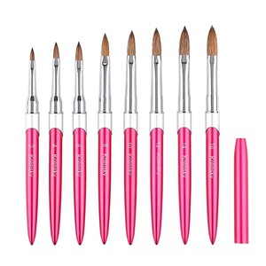 Pinceau à ongles en acrylique Kolinsky rose, taille 8 10 12 14 16, poils purs, pinceau professionnel pour la peinture d'art sur ongles - Product Image 4