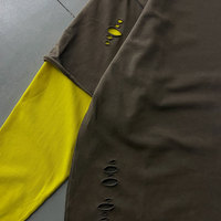 T-shirt à manches longues en coton 100% tricoté, surdimensionné, avec logo personnalisé, double couche, 300g, style hip-hop