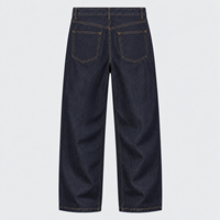 Jeans en denim décontracté pour homme, couleur indigo foncé, avec broderie florale asymétrique