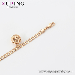 Cavigliera Xuping 77102 con ciondoli a forma di ananas e sfera, con molti pendenti indipendenti del sesso, e ciondoli a forma di chiave e lucchetto 218063 - Product Image 5