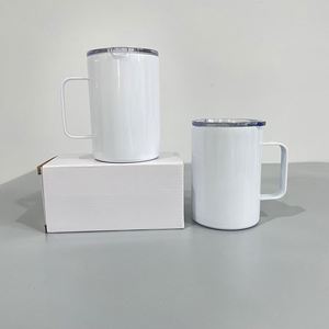 Mug en acier inoxydable blanc brillant pour sublimation, 12 oz, avec poignée et couvercle coulissant, idéal pour le camping - Product Image 4