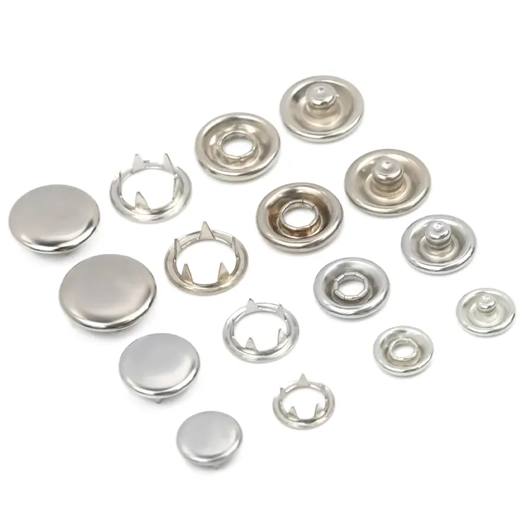 Accessoires pour vêtements personnalisé argent 9.5mm broche presse métal cinq griffes laiton métal broche anneau bouton pression