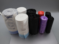 Sacs poubelles économiques jetables et recyclables en PE, thermosoudables, sans noyau, personnalisables, en rouleau, pour T-shirts