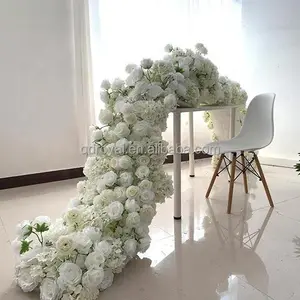 Wholesale High Quality Silk Rose Flowers Runners Floral Aisle Runner Wedding Row Decoration Artificial Wedding Arch Flower