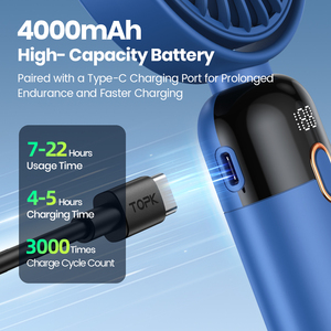 OEM <span class=keywords><strong>K70</strong></span> 2024 nuevo diseño 2400mAh portátil pequeño USB <span class=keywords><strong>Mini</strong></span> ventilador silencioso viento grande portátil Halter ventilador - Product Image 2