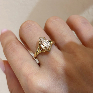 แหวนแต่งงานหรูหรา Aazuo 18K ประดับเพชรเลี้ยงในห้องปฏิบัติการ 2.7 กะรัต รูปทรงตาแมว ทองคำแท้ 18K สีเหลืองทอง สำหรับผู้หญิง - Product Image 5