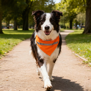 وشاح عاكس عالي الوضوح للكلاب، مطبوع بشكل مثلث، للسلامة أثناء المشي ليلاً وللتخييم - Product Image 2