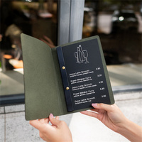 Folio de restaurant en cuir vintage avec logo personnalisé Dossier de menu Style religieux Vis A4 A5 Couverture de menu