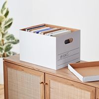 Cajas de almacenamiento de papel Kraft grandes de tamaño personalizado cartón corrugado archivo banquero documento caja de cartón con asa portátil