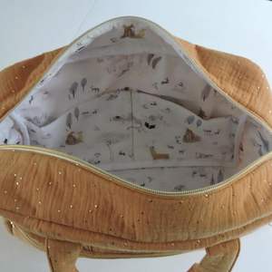 <span class=keywords><strong>Sac</strong></span> à langer multifonctionnel portable à pois dorés en <span class=keywords><strong>gaze</strong></span> <span class=keywords><strong>de</strong></span> <span class=keywords><strong>coton</strong></span> double couche-culotte <span class=keywords><strong>Sac</strong></span> à bandoulière <span class=keywords><strong>Maternité</strong></span> Maman Bébé Nappy Bags - Product Image 4