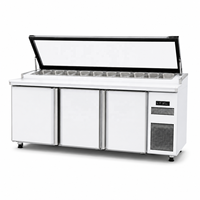 Table de préparation pour pizza avec réfrigérateur, conforme aux normes CE, pour une utilisation professionnelle en cuisine commerciale et pour les pizzerias à fort volume de production