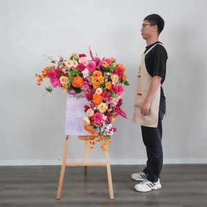 Decoración artesanal hecha a mano con fondo de flores forestales, telón de fondo artificial con flores para bodas y eventos - Product Image 3