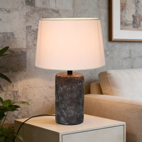 Lampe de table en céramique Wabi-Sabi artisanale et écologique avec abat-jour en lin, design bohème multicolore pour chambre à coucher et salon