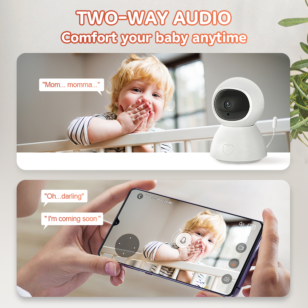 New Sound Detection & Real Time Temperature Detecton Bult-in 6 Lullaby Tuya Smart 2.0MP Baby Smart WIFI Camera PST-BM289