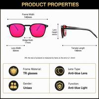 Kacamata Sunray Elegant Square TR Full Rim Frame Lensa Berwarna Oranye, Gagang Bergaris Emas, Unisex OEM, Anti Cahaya Biru