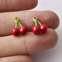Fruit Charm Assortiment Verguld Emaille Banaan Aardbei Druif Perzik Charm Bedel DIY voor Sieraden maken RVS