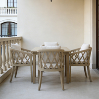 Ensemble de salle à manger d'extérieur en teck moderne de luxe, durable, imperméable et résistant aux UV, table et chaises pour jardin, chambre, hôtel