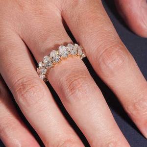 VOAINO овальная резка, синтетические лабораторные бриллианты, Половина Вечности, роскошная широкая лента, половина вечности, набор свадебных золотых колец для свадебной вечеринки - Product Image 5