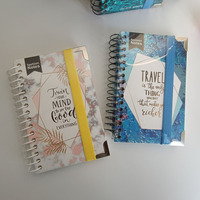 Mode voyage taille pratique blanc en spirale marbre bande élastique à couverture rigide pour étudiants, Agenda planificateur Mini Journal carnet A6