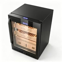 Humidor à cigares avec contrôle constant de la température et de l'humidité, tiroirs en bois de cèdre espagnol, affichage LED, finition noire vernie, solide