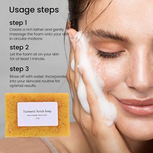 Jabón Artesanal Natural y Orgánico al por Mayor para Rostro y Cuerpo, Limpieza Profunda, Belleza de la Piel, Jabón Exfoliante de Cúrcuma - Product Image 4