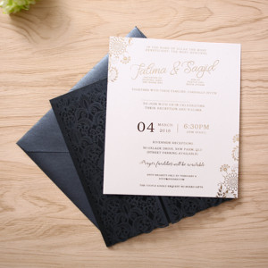 Laser Vàng cắt thẻ giấy long lanh Chất liệu Thiệp mời đám cưới Thẻ quà tặng sinh nhật với các phụ kiện - Product Image 4