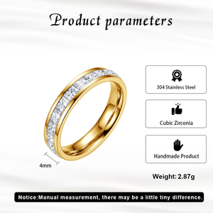 Anillo de Eternidad de Lujo para Mujer, Resistente al Agua, Certificado, Chapado en Oro de 18K, Acero Inoxidable, Estilo Bohemio, con Circonitas Creadas en Laboratorio - Product Image 4
