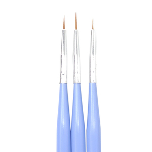 Wood Handle Nylon Hair Thin Nail Art Liner Paint Brush Set Blue Nail Drawing Fine Line Striping Salon Manicure Nail Brushes - Product Image 3