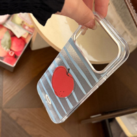 Coque de téléphone antichoc en TPU à motif de fruits de dessin animé avec breloque porte-clés, rayures scintillantes et grand cadre d'objectif, anti-chute pour la série