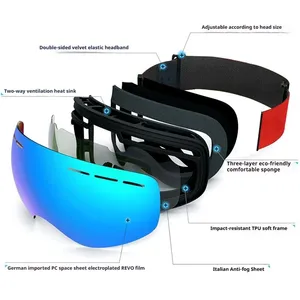 Gafas de esquí para niños con película realista, REVO, doble capa, antivaho, para nieve, pueden causar miopía - Product Image 2