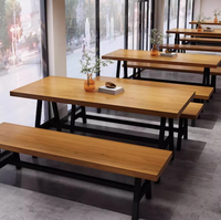 Combinaison de chaise de Table longue en bois pour hôtel pour Restaurant café cantine Hotpot Table à manger banc ensemble