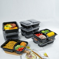 Boîte à lunch bento en plastique de qualité alimentaire, sans BPA, réutilisable, avec 1, 2, 3 ou 4 compartiments, étanche, pour la préparation des repas, prix d'usine