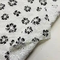 % 100% pamuk vual sınır işlemeli kumaşlar kuşgözü çiçek nakış kumaş üreticisi giyim için kumaş
