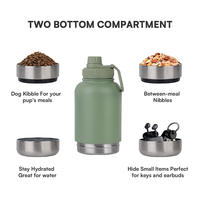 Botella de agua de doble compartimento de acero inoxidable 304, termo portátil con asa para exteriores para mascotas, producto transfronterizo automático y sólido
