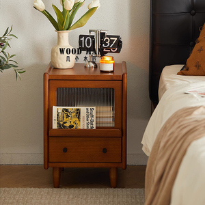 Table de chevet en bois avec tiroir de rangement, style japonais, pour chambre à coucher - Product Image 1