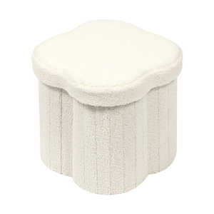 Bailey Fournisseur <span class=keywords><strong>de</strong></span> meubles Floral Round Ottoman Repose-pieds Faux Teddy Fur Tabourets <span class=keywords><strong>de</strong></span> rangement pliables Ottoman - Product Image 1
