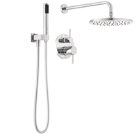 Système de douche à effet pluie moderne série 14 pour hôtels, ensemble de robinetterie chromé poli avec pommeau de douche, jets de massage, pulvérisation, vanne murale