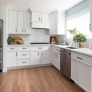 Gabinetes de <span class=keywords><strong>Cocina</strong></span> Modulares Modernos con Construcción de MDF, Tablero de Melamina, Base para Fregadero, Barra de <span class=keywords><strong>Desayuno</strong></span> y Protector contra Salpicaduras - Product Image 4