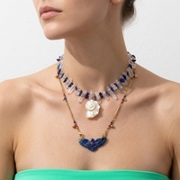Collier Pendentif Coquillage Naturel, Conque, Ange, Aigle, Pierre de Lune Irrégulière, Quartz Clair, Lapis Lazuli, Perles, Accessoire Énergétique de Guérison