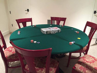 Nappe de table de poker en feutre vert à bord élastique pour jeux de cartes de puzzle de poker Convient aux tables rondes de 36 à 48 pouces