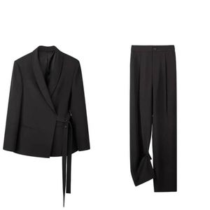 Giacca Casual Slim Extra Large XXS da <span class=keywords><strong>donna</strong></span> con <span class=keywords><strong>pantaloni</strong></span> larghi modello solido all'ingrosso cappotto di tela per la stagione primaverile - Product Image 6