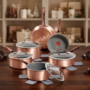 Ensemble de casseroles antiadhésives 13 pièces, comprenant une marmite, des casseroles, des poêles, des protège-ustensiles, des casseroles et des poêles, couleur or rose - Product Image 2