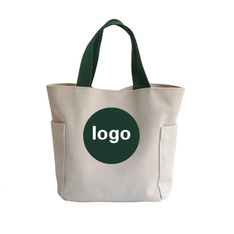 वैयक्तिकृत लोगो हैंडबैग के साथ उच्च गुणवत्ता वाले कस्टम मुद्रित टोट शॉपिंग बैग प्रीमियम ऑर्गेनिक कॉटन कैनवास