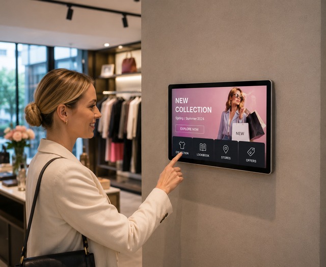 AIYOS Premium RK3588 23.8 Inch Wall Mounted Digital Signage Wireless PCAP Touch Screen Optional Battery Ad Display