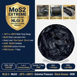 MoS2 Schwarzes Fett NLGI 3 Extrem-Druckfett Anti-Seize für Schmiedepressen, Drahtseile, Kettensägen, Offenzahngetriebe, OEM Kundenspezifische Fertigung - Product Image 1