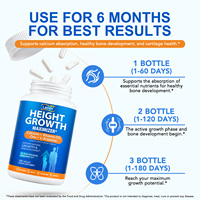 Lenm Height Growth Maximizer Calcium Vitamine D3 Zinc L-Arginine Capsules pour la croissance en hauteur, le développement musculaire et la force osseuse