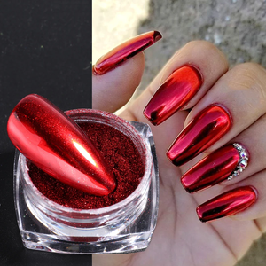 Red <span class=keywords><strong>Chrome</strong></span> Nail Powder Y2K kim loại hiệu ứng gương sắc tố tốt cọ xát móng tay long lanh mảnh bụi trang trí Giáng sinh Làm Móng Tay - Product Image 1