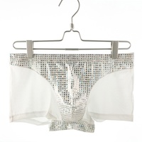 Caleçon en maille sexy avec strass brillant personnalisé pour hommes Caleçon respirant avec ceinture élastique Short transparent